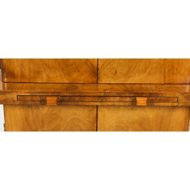 Wood Antique Art Deco Burr Walnut Cocktail Cabinet Dry Bar from Epstein Manner, 1920s For Sale - Image 7 of 18