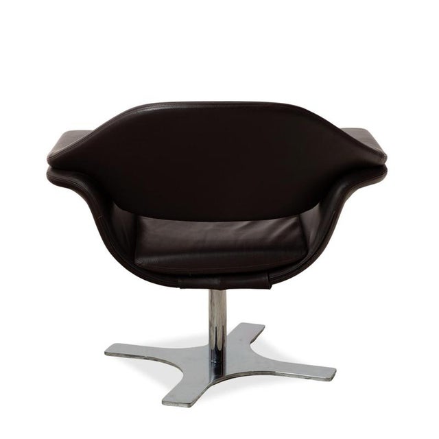 Brown Leather Hi-Cove Swivel Armchairs by Molteni&C, Set of 2 For Sale - Image 10 of 13