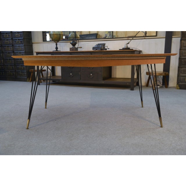 Italian Oak Table with Cast Iron and Bronze Legs, 1960s For Sale - Image 11 of 13