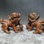 Late 20th Century Late 20th Century Pair of Boxwood Carved “Ruyi Lion” Statues – Auspicious Chinese Wood Sculpture Set For Sale - Image 5 of 9