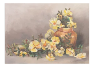 'Still Life of Tea Roses' by Laura Coombs Hills, Philadelphia Academy of Fine Arts Medal of Honor, New York, Art Students League, Woman Artist