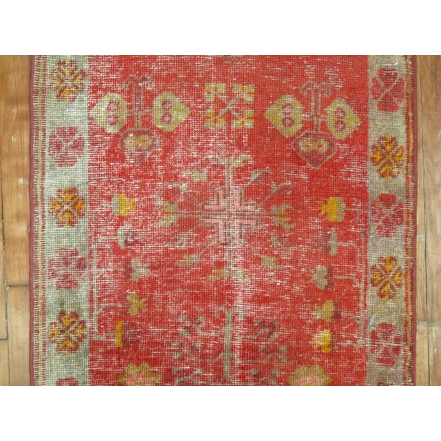 Zabihi Collection Red Worn Antique Khotan Runner - 2'5" x 9' For Sale - Image 4 of 5