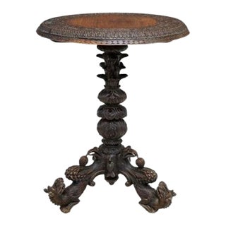 Antique Burmese Anglo-Indian Finely Carved Pedestal Table For Sale