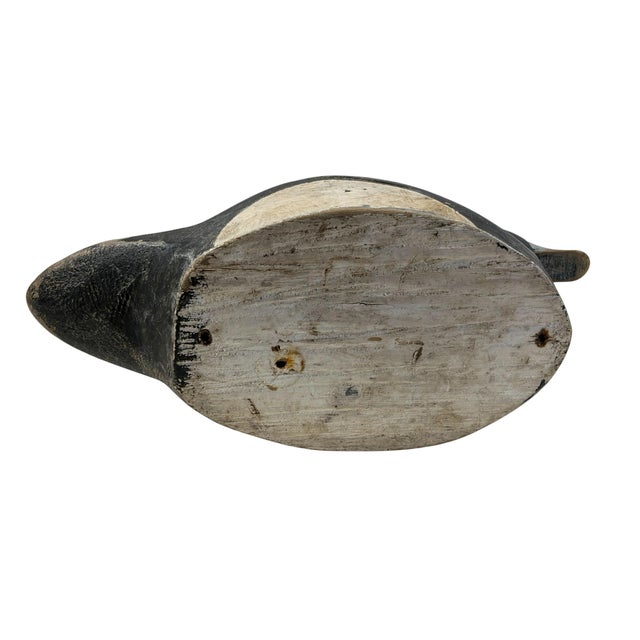 Black Vintage 20th Century Hand Carved & Painted Old Bluebill Duck Decoy For Sale - Image 8 of 8