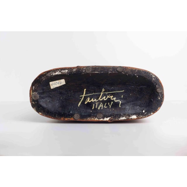 Orange Monumental Fantoni Orange and Green Glazed Vase For Sale - Image 8 of 9