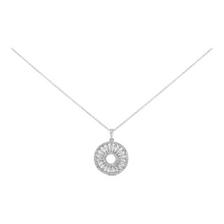 Sterling Silver 1 1/6 Cttw Diamond Openwork Medallion Pendant Necklace For Sale