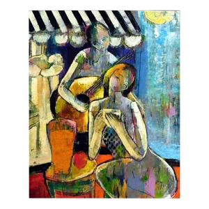 "Cafe III" Helen Zarin Figurative Scene Oil Painting