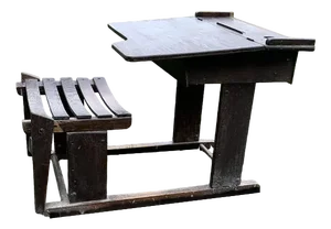 Antique Brown Painted Children's School Bench and Desk, 1920s