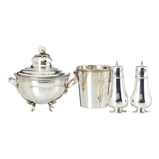 Silver-Plated Tureen, Ice Bucket and Cinnamon Sticks, Set of 3 For Sale