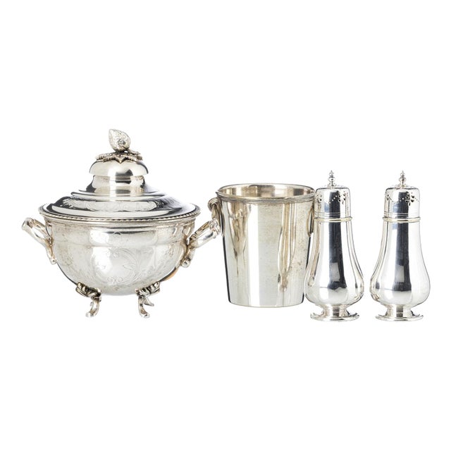 Silver-Plated Tureen, Ice Bucket and Cinnamon Sticks, Set of 3 For Sale