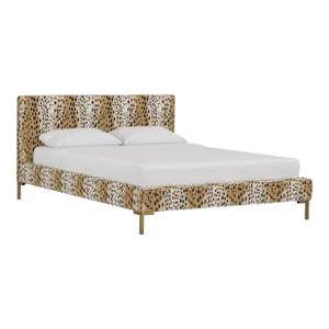Washington Y Leg Bed in Linen Leopard Caramel Oga, Full