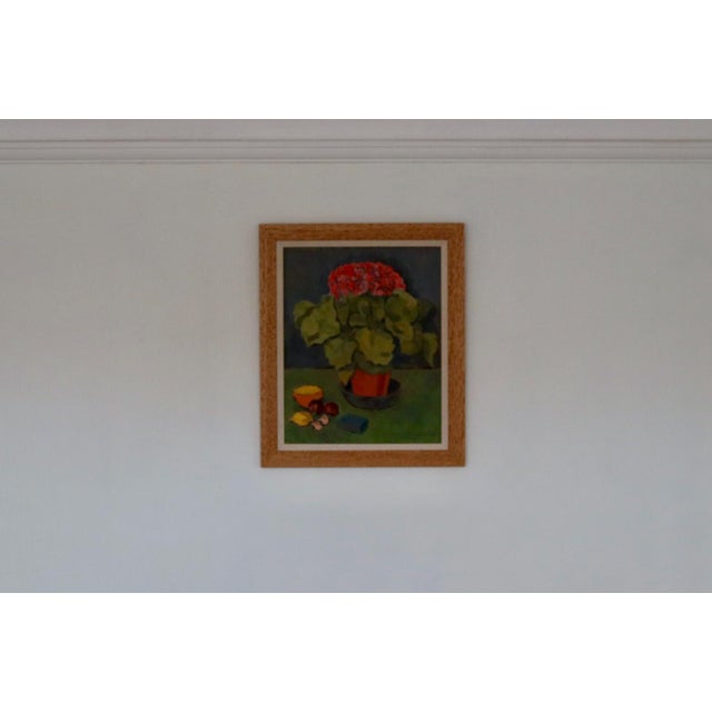 Original Swedish Oil on Panel – “Pink Hydrangea with Fruit” by Olax, Dated 1950 – Signed & Framed 50 × 42 cm (19.7" ×...