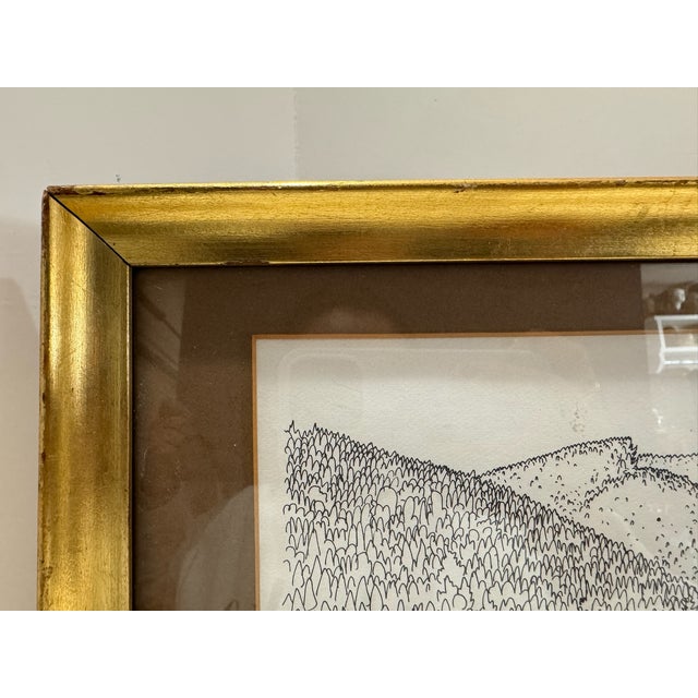 Rosemary & Thomas Naegele German Pen and Ink Landscape Drawing 1964 Framed Inscribed For Sale In Atlanta - Image 6 of 8
