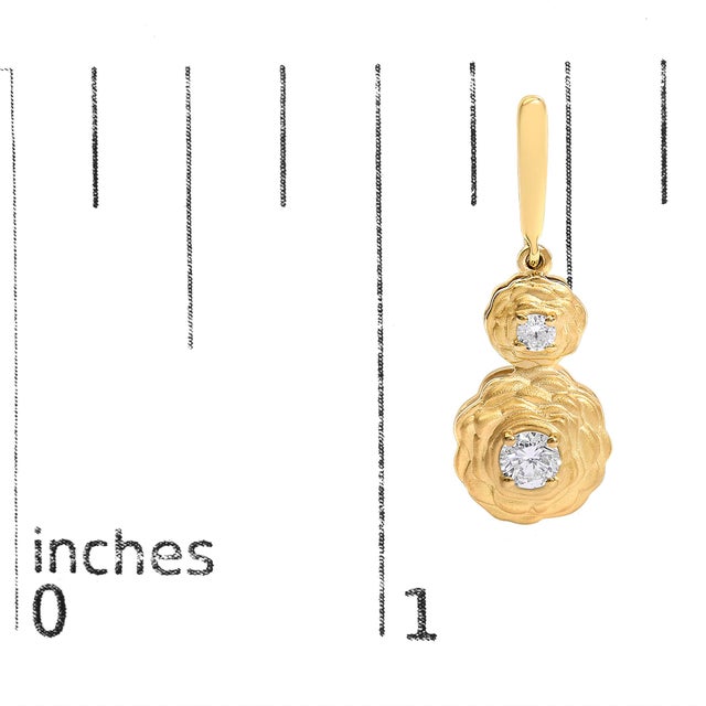Early 21st Century 14K Yellow Gold Plated Sterling Silver 1/2 Cttw Lab Grown Diamond Matte Finish Drop Earrings For Sale - Image 5 of 5