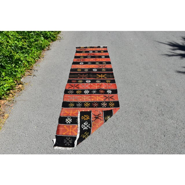 1960s Rustic Hand Knotted Striped Runner Rug For Sale - Image 4 of 11