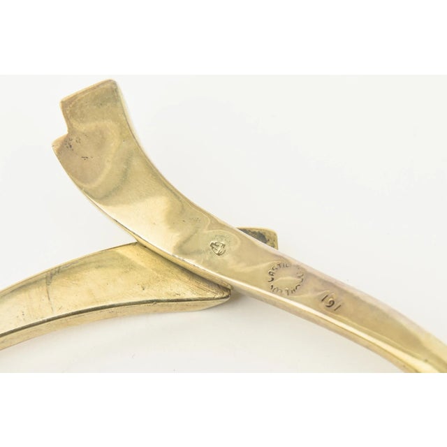 Vintage Los Castillo Hallmarked Brass Interlocking Hands Collar Sculptural Necklace, 1950's For Sale - Image 10 of 12