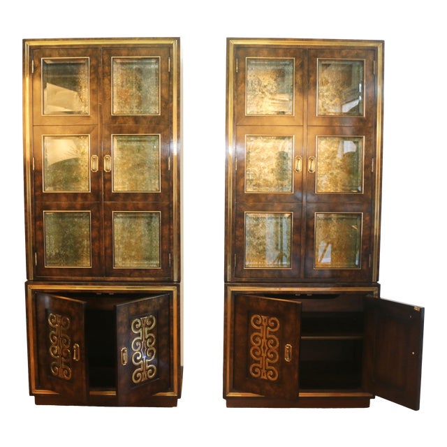 Mastercraft Burlwood Tall Cabinets Chairish