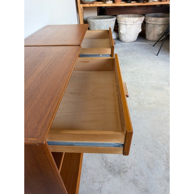 Mid Century Danish Modern Teak Nightstands With Drawer & Open Shelf – A Pair For Sale - Image 12 of 18