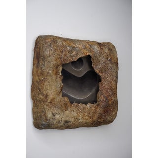 Excavation 1 by Cor Oda | Oil Painting of a textured, framed abstract form in a cement-like frame For Sale