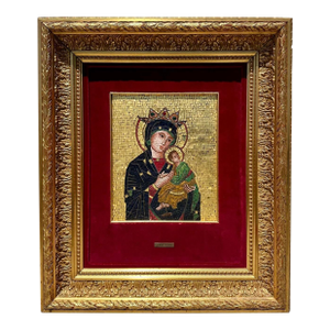 Large Micro-Mosaic Icon Panel G. Cinquegrana Studio Del Mosaico, Vatican 20th C., Framed