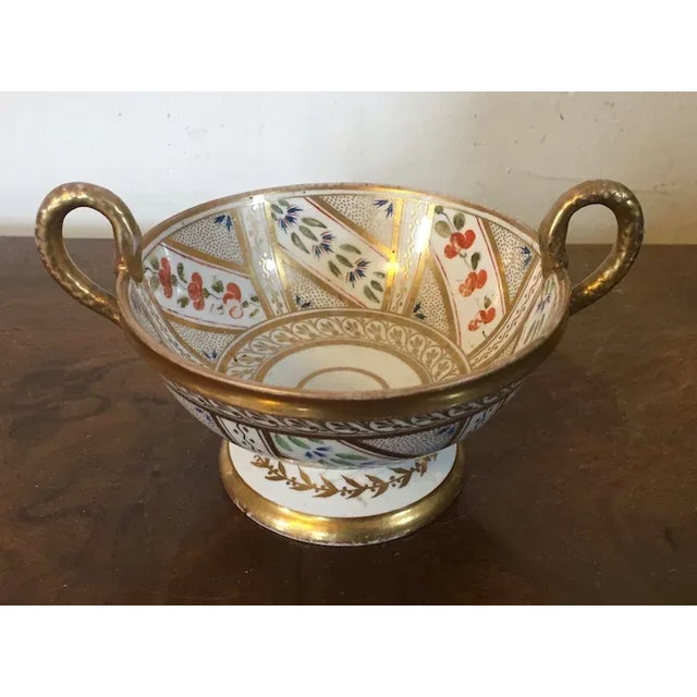 Spode Antique Early 19th Century Spode Porcelain Serpent Handled Footed Bowl Decorated in Geometric Sprig For Sale - Image 4 of 13