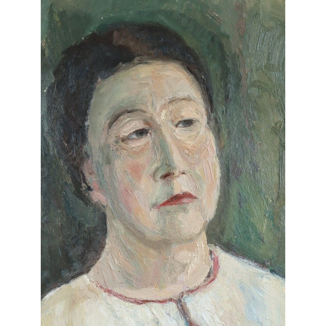 Mid-Century Modern 'Agnes' Vintage Original Swedish Expressive Figurative Portrait Oil Painting, Framed For Sale - Image 11 of 14