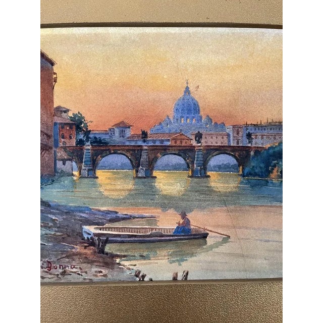View of Rome, 1890s, Watercolor For Sale - Image 4 of 11