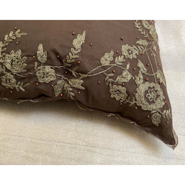 2010s Spanish Floral Embellished Tulle Veil Decorative Pillow Sham Cover 2 Pc Set For Sale - Image 5 of 11