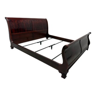 Thomasville Flame Mahogany Empire Style King Size Sleigh Bed For Sale