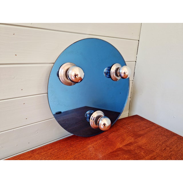 Metal Space Age Wall or Ceiling Light in Blue Mirrored Glass, 1970s For Sale - Image 7 of 14