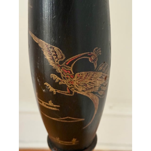 Antique Chinese Wooden Hand-Painted Floor Lamp For Sale - Image 9 of 18