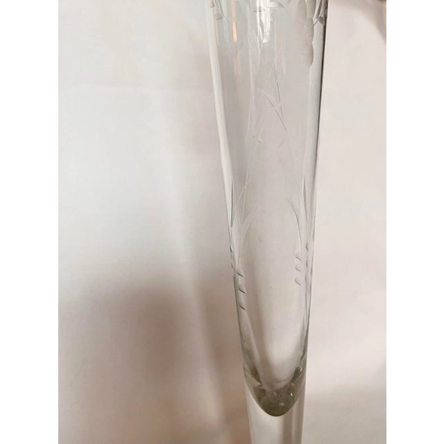 Mid 20th Century Mid 20th Century Etched Glass & Weighted Sterling Silver Bud Vase For Sale - Image 5 of 8