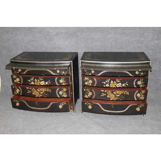 Baker Furniture Company Pair 1980's Baker Chinoiserie Style Paint Decorated Bachelor Chests For Sale - Image 4 of 17