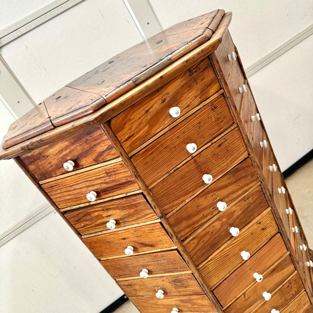 Antique Revolving Hardware Bolt Cabinet For Sale - Image 4 of 10