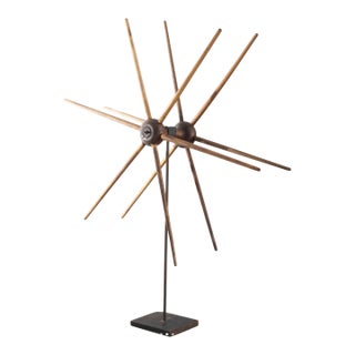 American Primitive Wooden Object on Metal Stand For Sale