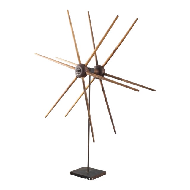 American Primitive Wooden Object on Metal Stand For Sale
