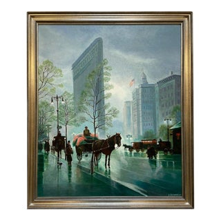 "Flatiron Building, New York" Oil Painting by Richard Schwarz, Signed & Dated 1995 For Sale