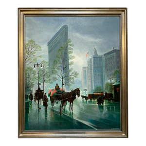 "Flatiron Building, New York" Oil Painting by Richard Schwarz, Signed & Dated 1995