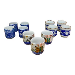Late 19th Century Collection of Antique Japanese Sake Cups - Set of 11 For Sale