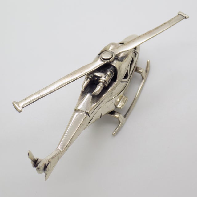 2.22-oz Vintage Italian Handmade Solid Sterling Silver 925 Army Helicopter Figurine, Made in Tuscany (Italy) For Sale - Image 6 of 11