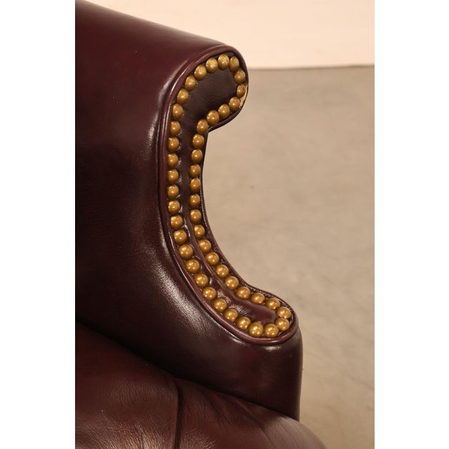 Hancock & Moore Pair of Tufted Leather and Mahogany Armchairs For Sale - Image 11 of 18
