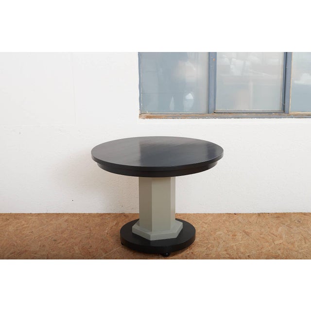 Wooden Round Table in Black Grey, 1930s For Sale - Image 11 of 12