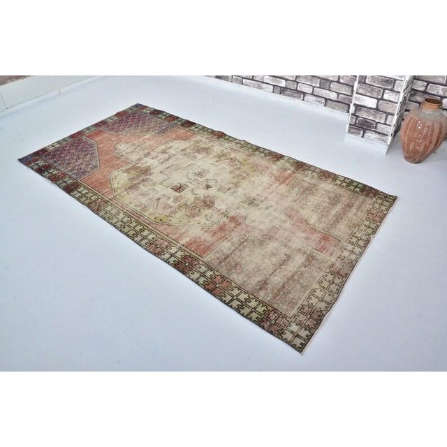 Handmade wool carpet in Turkish Anatolia , Vintage Oushak Rug,Turkish Vintage Anatolian Rug, Handmade wool Rug . One Of...