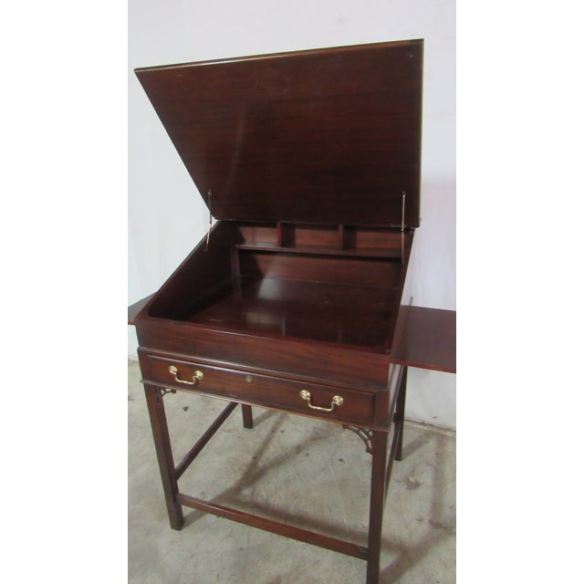 Wood Drafting Drawing Table Writing Desk Vintage Cherry For Sale - Image 7 of 8