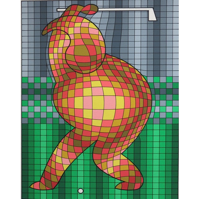 1980s Vintage Victor Vasarely the Golfer LTD Serigraph, Hand Signed Art From 1989, Unframed For Sale - Image 5 of 8