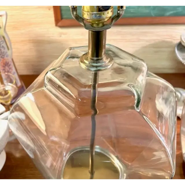 Mid-Century Modern Mid Century Clear Glass Lamp, Signed For Sale - Image 3 of 5