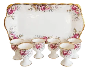 Vintage Egg Cups and Under Plate Queen Anne, England