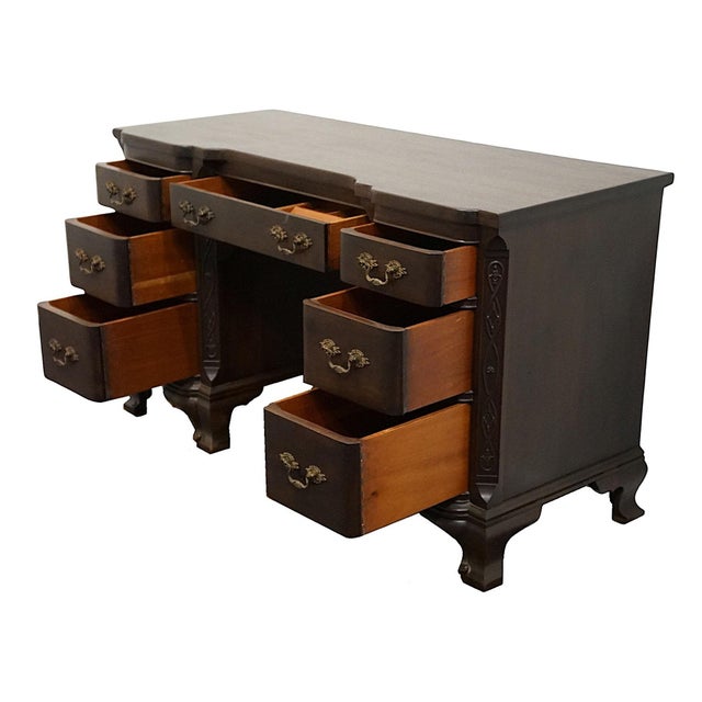 Wood Georgetown Galleries Solid Mahogany Traditional Style 45" Double Pedestal Vanity For Sale - Image 7 of 12