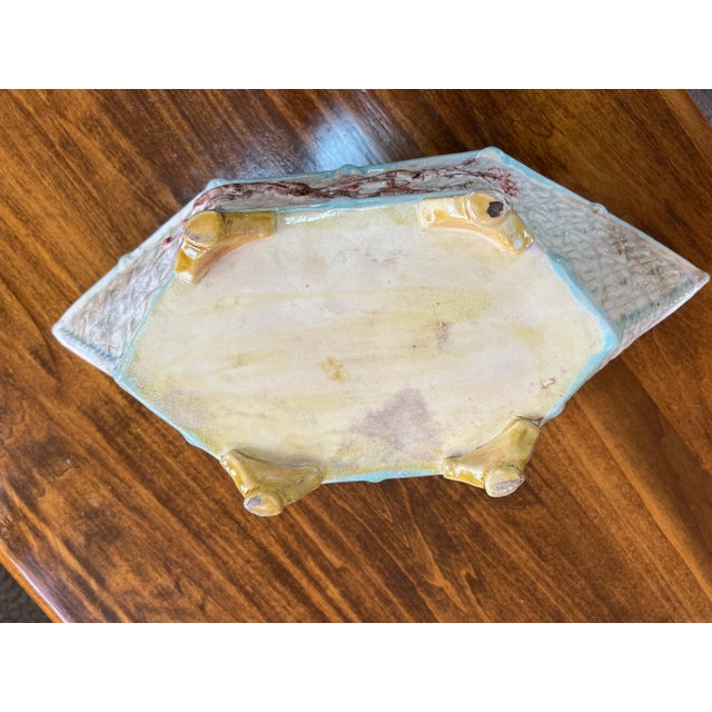 Majolica Antique Late 19th Century English Joseph Holdcroft Majolica Dogwood Basket For Sale - Image 4 of 12