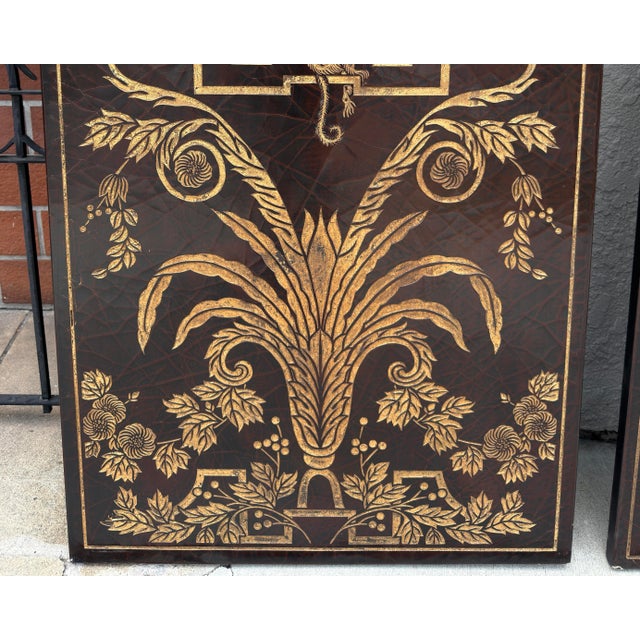 Pair of Huge Maitland Smith Neoclassical Gilded Lacquer Panels W Monkeys & Dogs For Sale In Los Angeles - Image 6 of 7